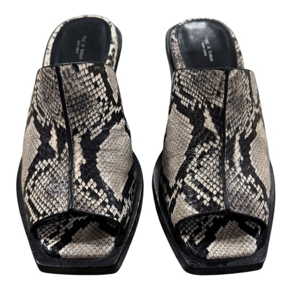Rag & Bone Designer Santiago Snakeskin Embossed Wedge Sandals Size 37.5 / US 7.5 - Picture 10 of 10